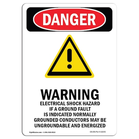 Signmission Safety Sign, OSHA Danger, 10" Height, Aluminum, Warning Electrical, Portrait OS-DS-A-710-V-2235